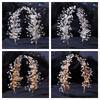 Alloy Leaf Shape Pearl Hair Accessory Headband Handmade Hair Pin for Women Bridal Party Wedding Hairstyle Decoration