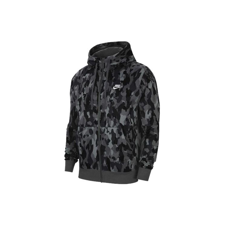 Nike French Terry Camouflage Casual Breathable Sports Hooded Jacket Black Men s CU4338-010 S