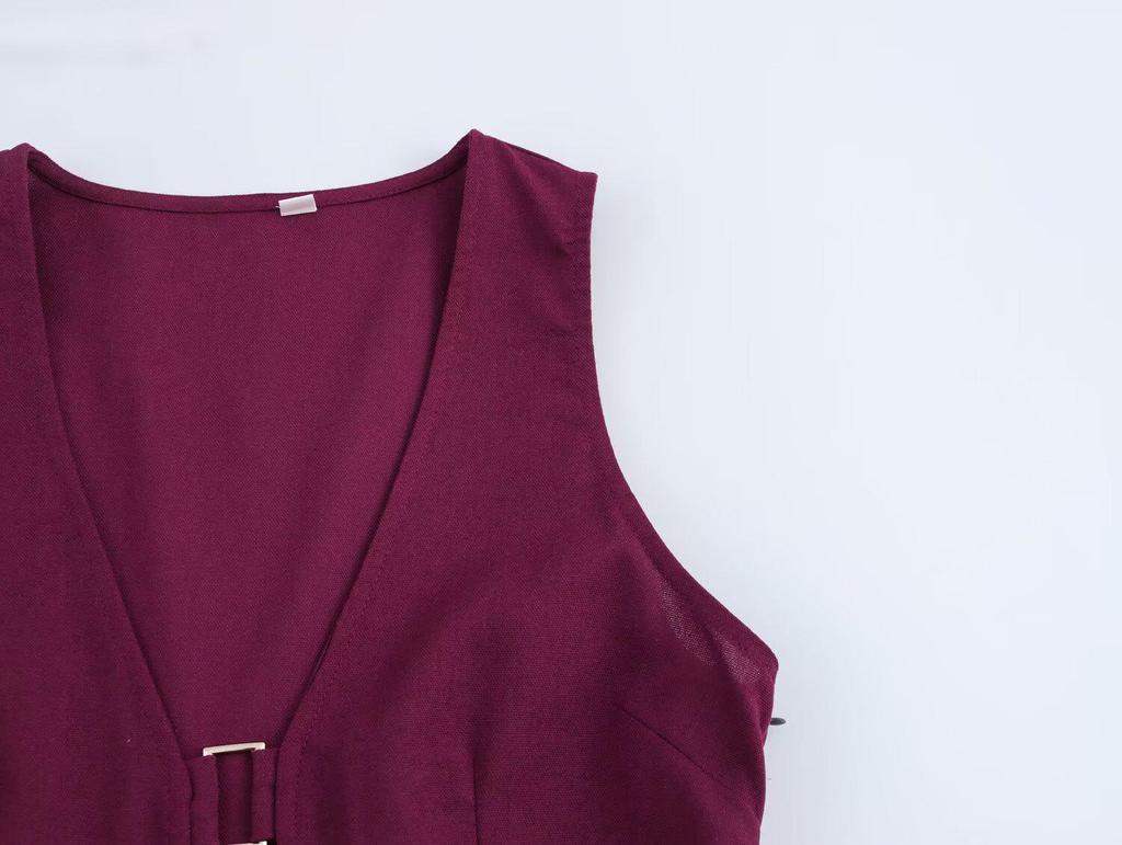 2025 Spring Women's European & American Style Deep V-Neck Sleeveless Long Dress