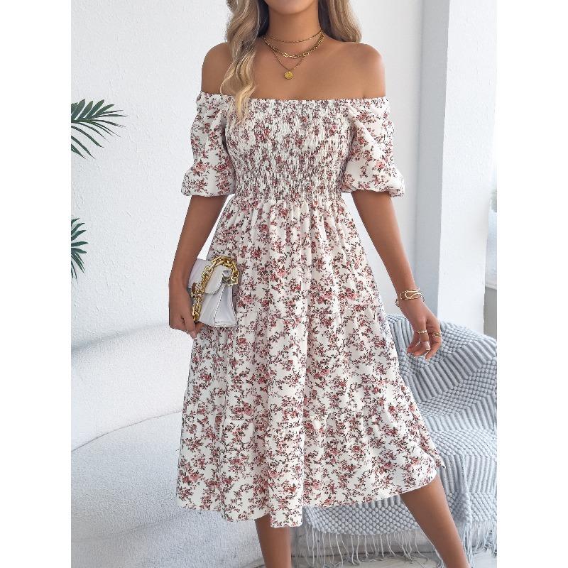 Spring and Summer Sweet Floral Short-Sleeved Loose-Fitting A-Line Sleeveless Dress for Women
