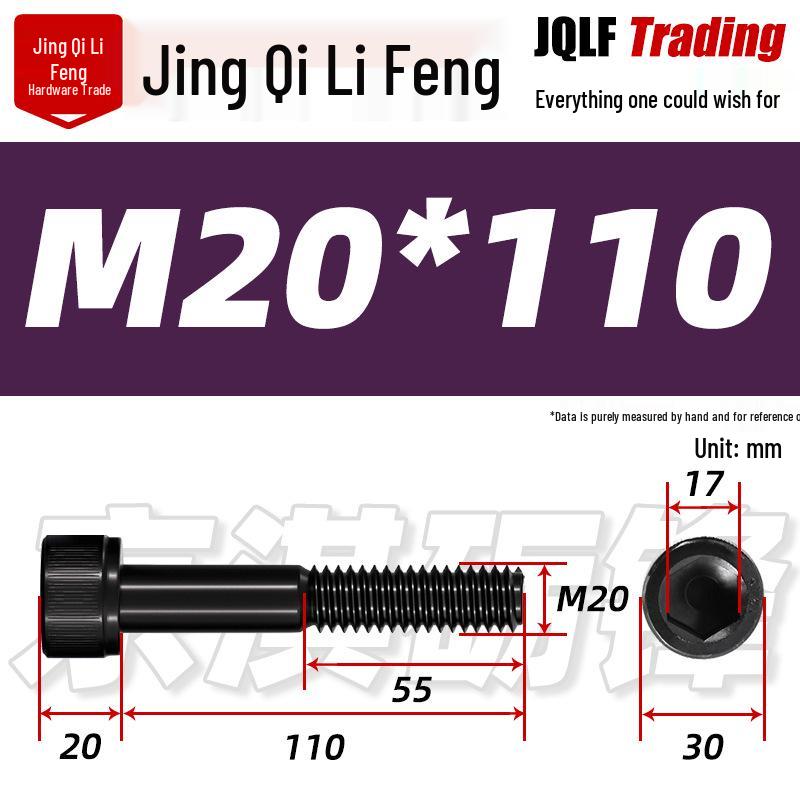 M18-20 High-Strength Black Hex Socket Head Cap Screws with Knurled Cylindrical Bolts