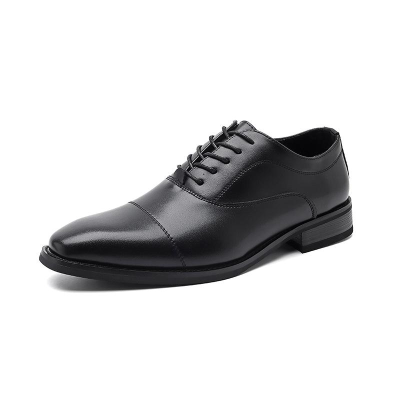 

Leather shoes men s business dress casual British wedding groom inner height increase black 44307-R 38 чёрный