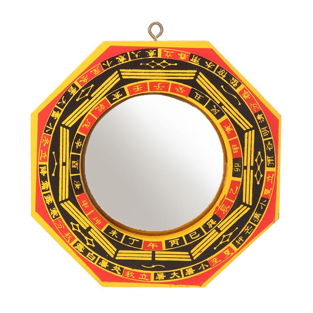 Ancient Chinese Convex Dent Bagua Mirror Bagua Wooden Mirror Tabletop Ornaments