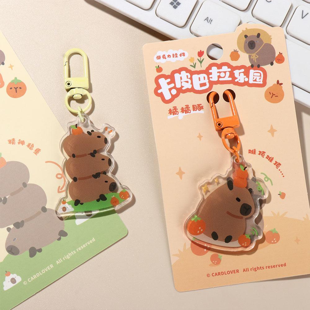 Acrylic Capybara Keychain Capybara Animal Keyring Cartoon Kapibara Pendant Backpack Decor