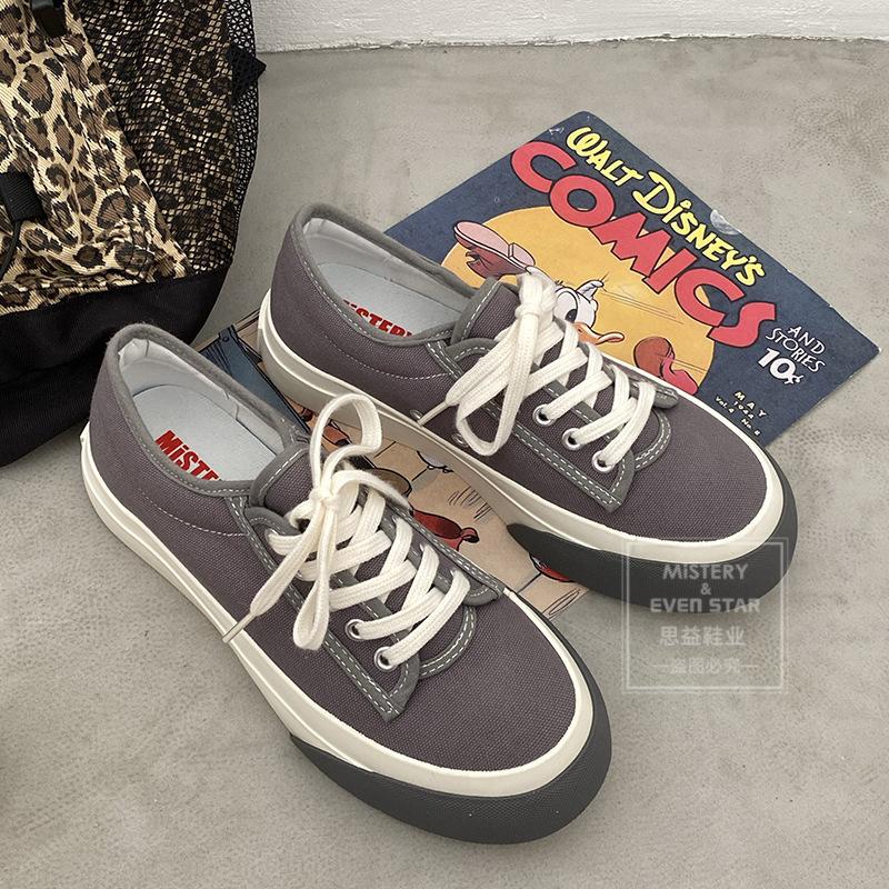 New simple style thick-soled big-headed canvas shoes, student versatile little white shoes, women's 533