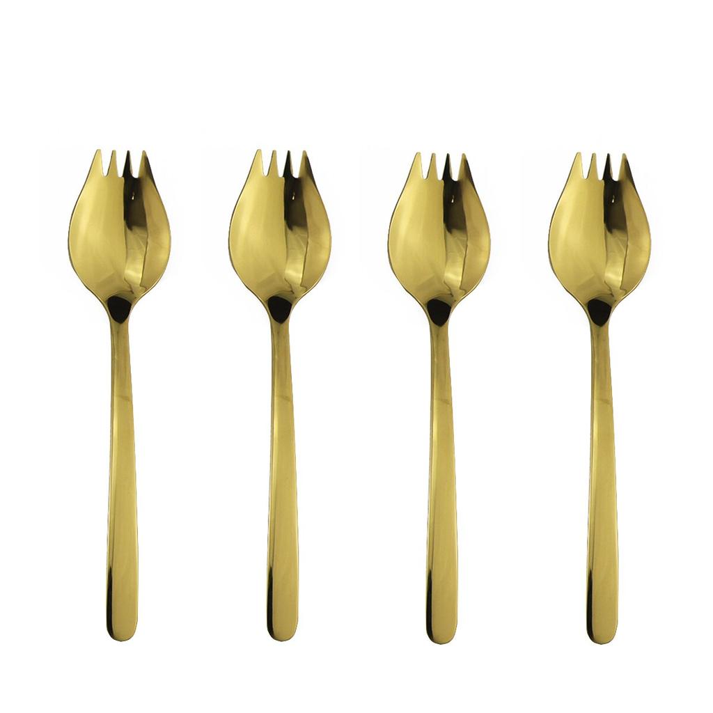 4 Piezas Vajilla Negra Camping Viaje Un Cuchillo y Tenedor Cubiertos Anfibios Cuchara Tenedor Acero Inoxidable 304 Fideos Aperitivo