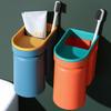 Bathroom Toothbrush Holder with Cup Mounted Inverted Punch-free Stick-on Anti-slip Wall Drainage Design Two-in-One