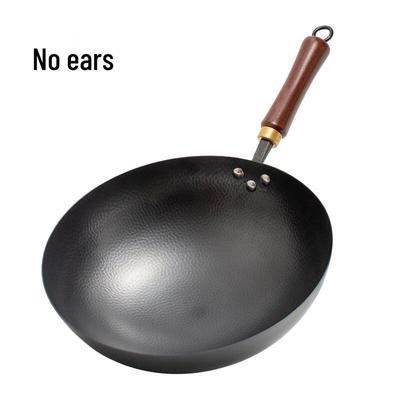 SanJiaoLong Forged Hammered Iron Wok - 32cm Round Bottom