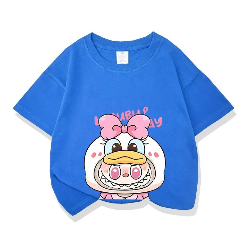 Cartoon Graphic Labubu Kids Adult Printed T-shirt Summer Men and Women's Fashion Outdoor Girl Short Sleeved T-shirt Top Pullover