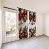 2 Pieces Christmas Deer Bell Pine Branch Patterns Curtains Rod Pocket Mount Digital Printed Polyester for Living Room Kitchen