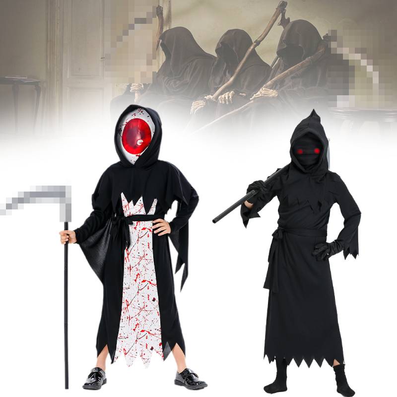 Grim Cosplay Reaper Costume Set Devil Death Performance Outfit Halloween Kids