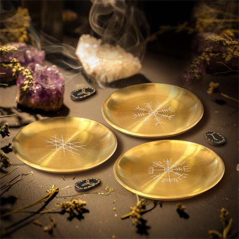 Zinklegierungen Kerzenhalter Tablett Schmuck Kristall Aufbewahrungstablett Organizer Tarots Kerzenständer Platte Dekorativ Teelichthalter