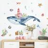 Undersea Whale Wall Stickers for Children Rooms Decor Cartoon Lighthouse PVC Decals Home Decoration Art Murals One Piece