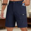 Herren Reise Cargo Shorts Knopf Reißverschluss Fly Multi-Taschen Design Outdoor Arbeitskleidung Stil Einfarbige Weites Bein Sommer Lässige Kurze Hosen Bequem