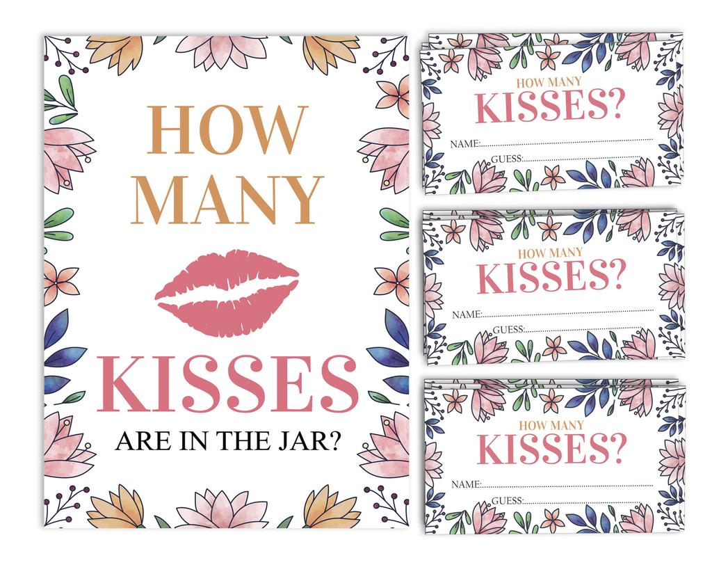 Inkdotpot 1 Sign   30 Cards How Many Kisses In The Jar White Floral Bridal Shower