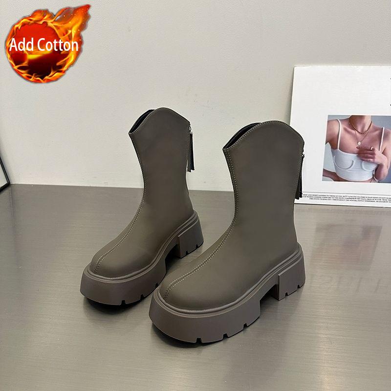 Fashion Booties Round Toe Chelsea Leather Woman Short Shoes On Promotion Autumn Hot Chic and Elegant Goth New In Ankle Boots for Women