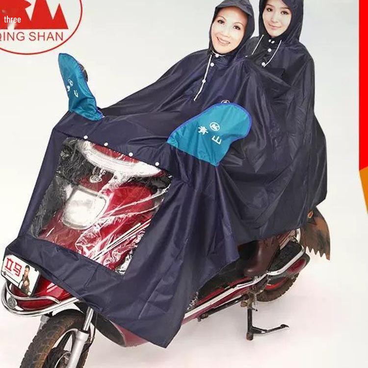 Enhanced Electric Vehicle Motorcycle Rain Poncho with Double Windshield