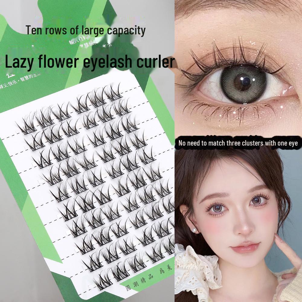 

Двойной V Натуральный Маленький Цветок Завиток Густые Европейские и Американские Комикс Ресницы - Одинарный Пучок для Дикого Натурального Взгляда