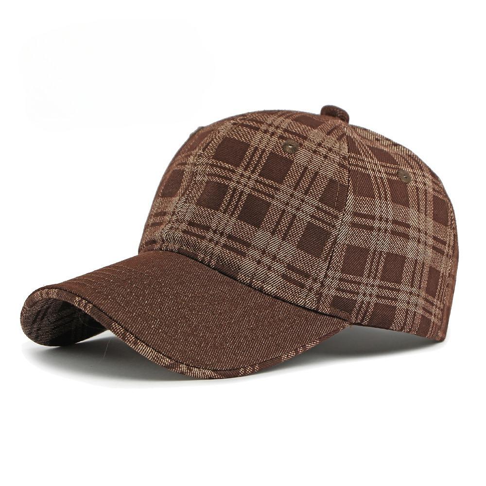 Vintage Plaid Denim Baseball Cap for Men Women Structured Hard Top Tartan Check Sun Hat Casual Retro Peaked Cap