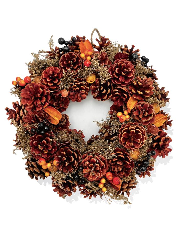 Mamawreath Large Sunset Color Gift for Entrance Door Flower 35cm Diameter X 8cm Thick Large [2025 C] Wreath, Large, (Orange Pine, (CXO-WR13M))