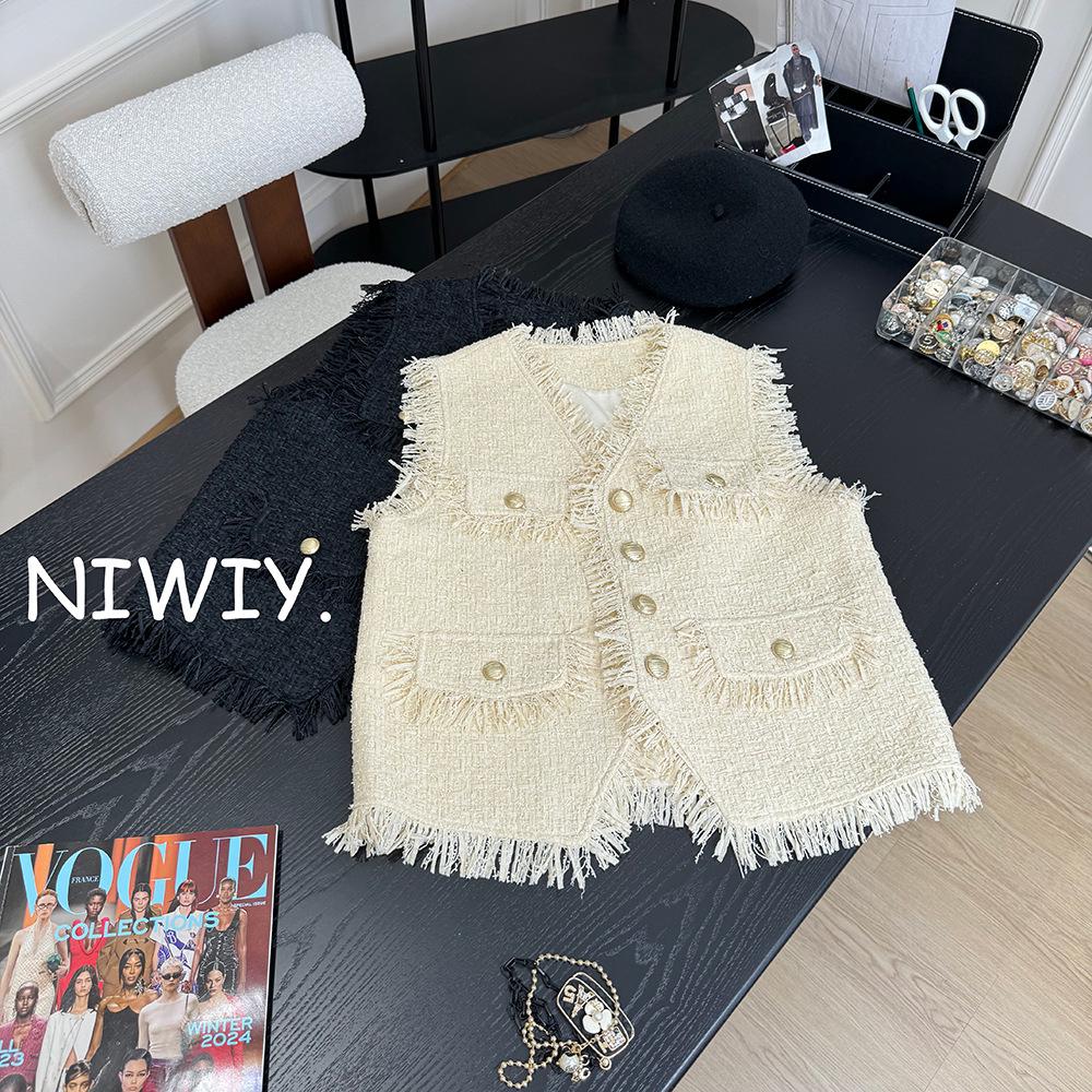 

Летний жилет с бахромой без рукавов - Шикарный и стройнящий One Size грязно-белый