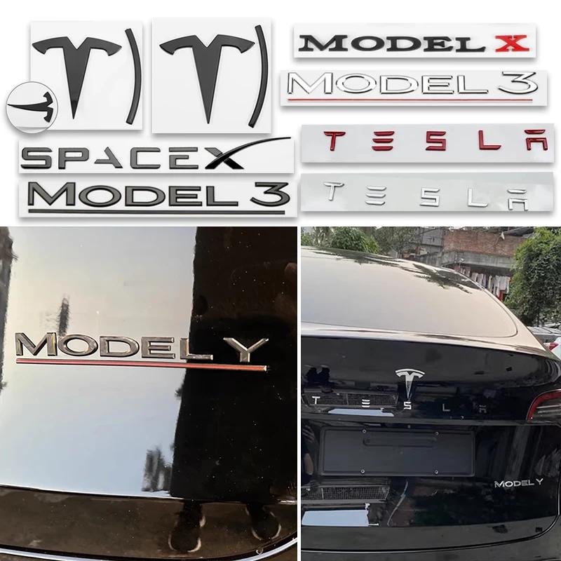 ALV1 3d ABS Chrome Black Red Logo Dual Motor Emblem Letters Car Trunk Badge For Tesla Model Y 3 X S Dual Motor Sticker Accessories