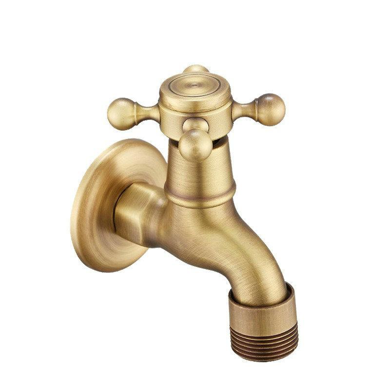 Grifo para Fregadero de Mopa de Estilo Europeo de Doble Uso con Rociador de Apertura Rápida - Agua Fría Única, Uno Entra Dos Salen