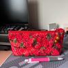 Large Capacity Red Plaid Pencil Case - Cute Design Stationery and Makeup Bag for Women