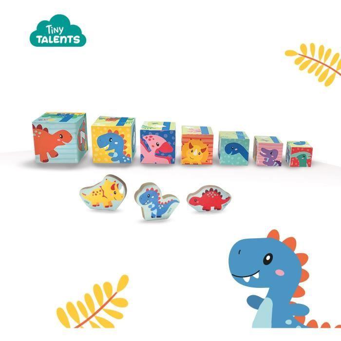 Tour de blocs à empiler avec figurines de dinosaures - Jeu d'adresse - SES CREATIVE - Tour empilable avec 3 figurines de dinosaures.