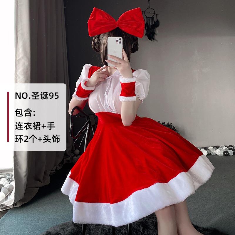 Christmas Kitten Sexy Can Wear Pure Desire Nightgown Small Chest Big Pajamas Women Autumn and Winter Halloween Christmas Uniform