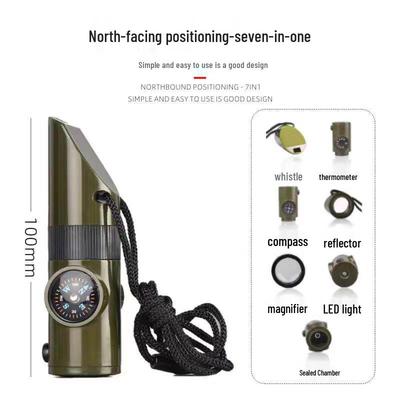 7-in-1 Survival Whistle: Multifunctional LED Whistle with Thermometer & Compass for Hiking