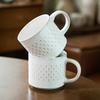 Retro-Punktmuster Keramiktasse Große Kapazität Kaffeetasse Milchtasse Haushaltsbecher Wasserbecher Frühstückstasse