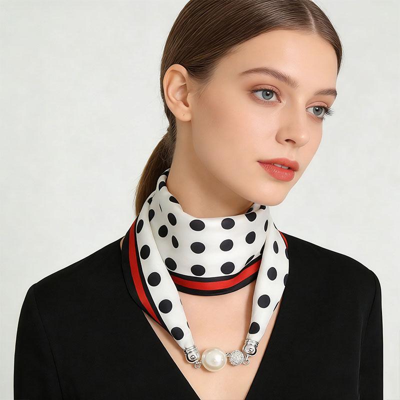 1pc Neckerchief Women Necklace Scarf Hand Wrist Magnetic Button Bag Scarves Scarves Print