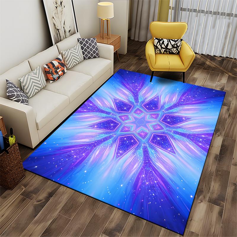 Colorful Starburst Pattern Area Rug, Purple and Blue Galaxy Design Suitable for Use As an Anti-slip for Living Room Bedroom Sofas