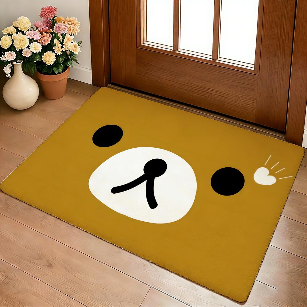R-Rilakkuma Anime Floor Mat Cozy Flannel Soft Thick Non-Slip Mat For Living Room Bedroom Kitchen Decor Rugs