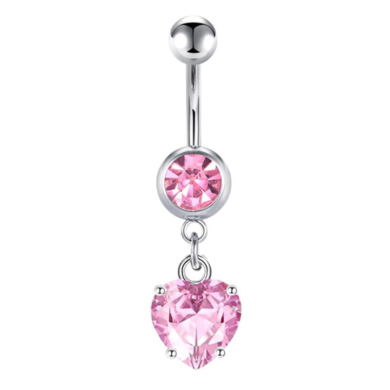 Stainless Steel Pink Dot Drill Navel Ring Nail Butterfly Zircon Simple Navel Buckle Piercing Ornament