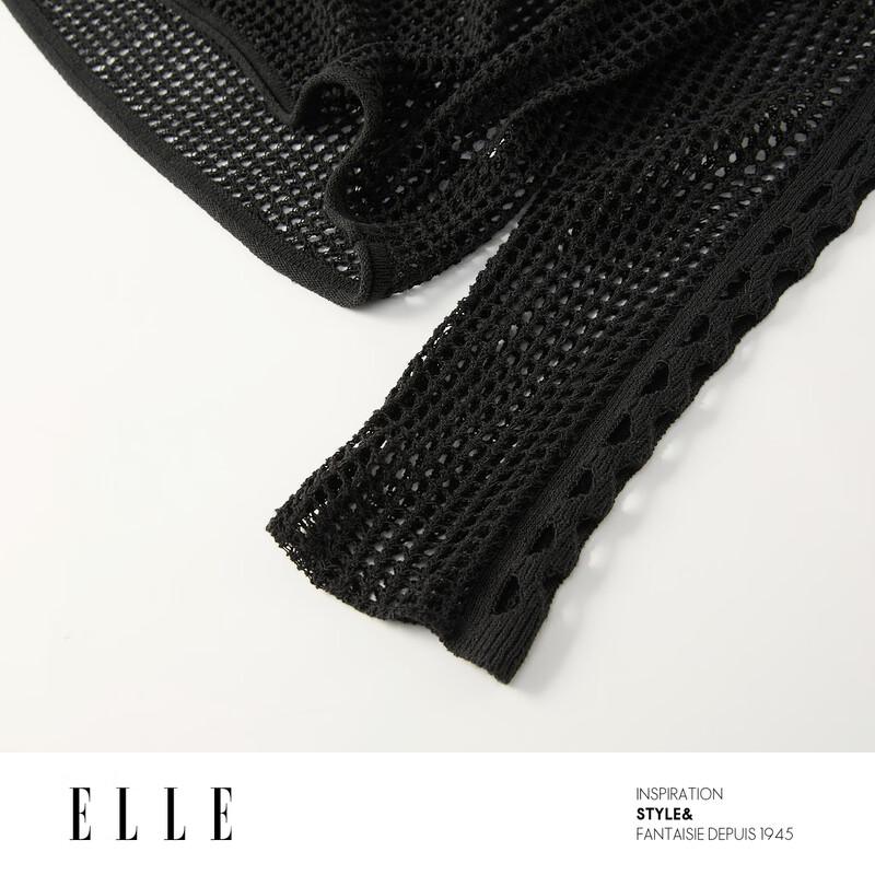 ELLE Women's Hollow-out Crew Neck Knit Top