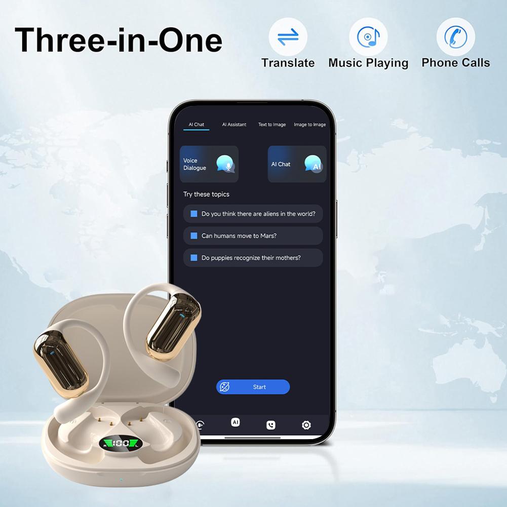 

YYK-Q16S AI Translator Earbuds 3-In-1 Music Phone Call 144 Languages Real-Time Translation Ear buds BT 5.3 Wireless Headphones хакі