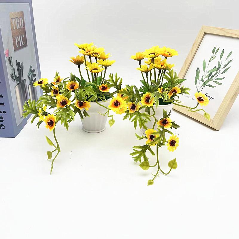 Faux Sunflower Green Plant Round Pot Patio Wedding And Photography Settings Prop