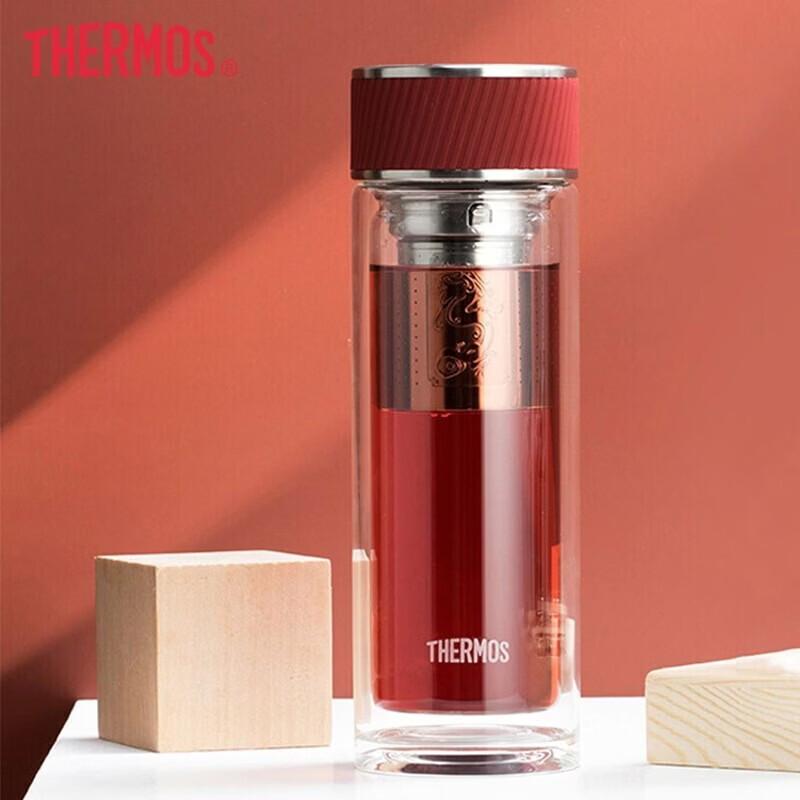 THERMOS Double Wall Glass Tea Infuser Bottle