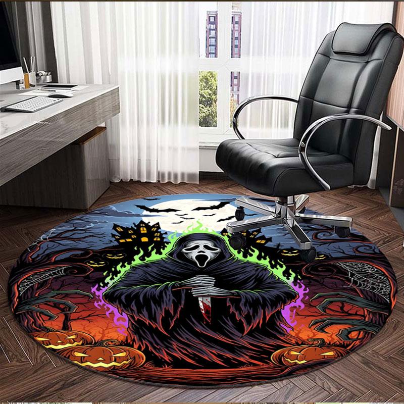 Ghostface Print Round Rug, Washable Floor Carpet, For Entryway Dorm Laundry Room Office Study, Home Decor Birthday Christmas Gift