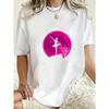 Oversized T Shirt Dress Black Ballerina Silhouette Pink Moon And Tree Print Casual Streetwear For Women