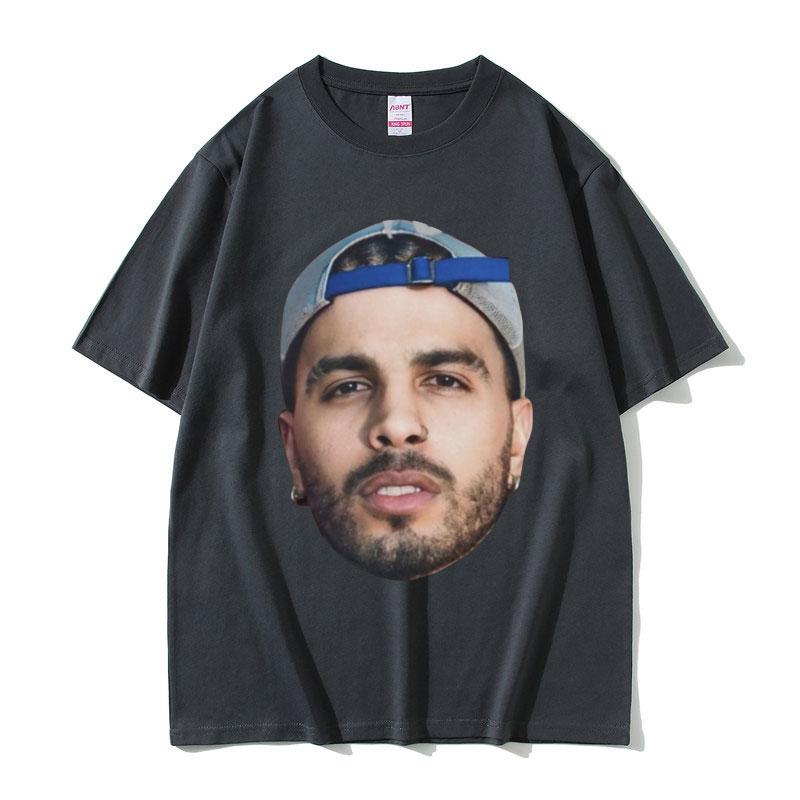 Rapper Rauw Alejandro Mugshot Print T Shirts Unisex's Fashion Hip Hop Trend Streetwear Unisex Women Oversized 100% Pure Cotton T-shirt