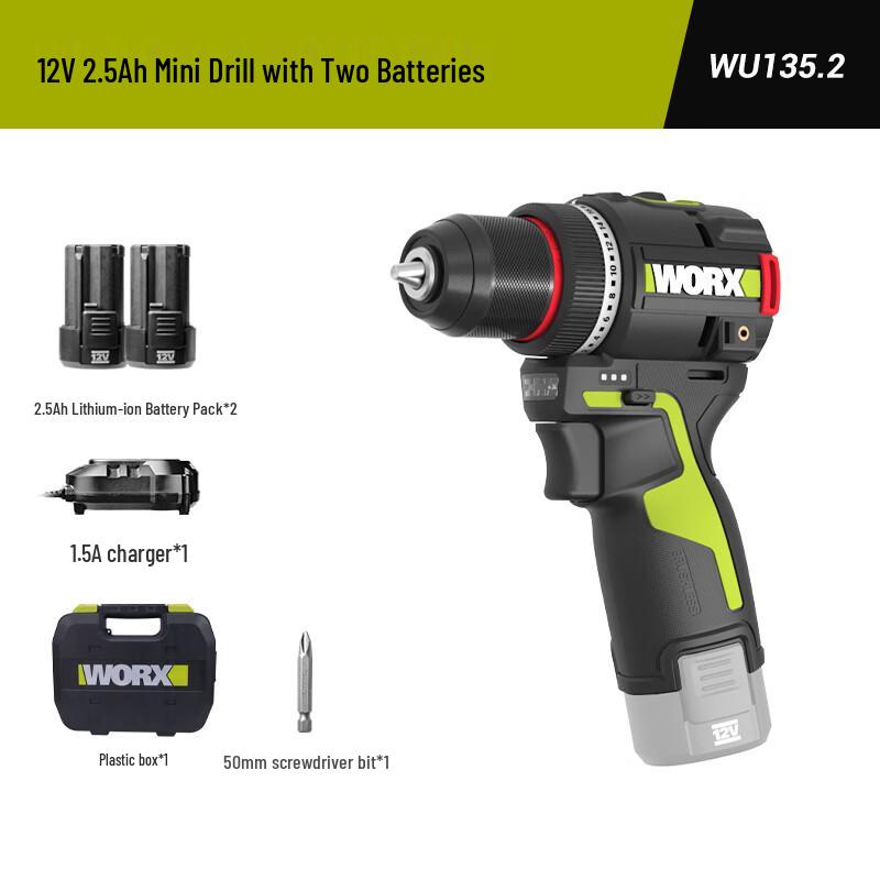 WORX 12V 50Nm Brushless Smart Cordless Drill & Impact Driver CN Plug (adapter Included)