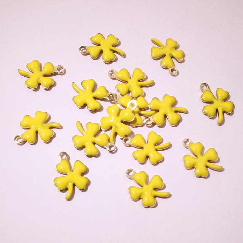 

20 шт. 13x10 мм Шармы-подвески Цветок клевера с эмалью из нержавеющей стали Аксессуары для изготовления бижутерии своими руками