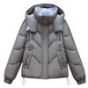Women’s Short Color Contrast Hooded Windproof Thicken Warm Winter Jacket With Raglan Sleeves