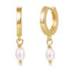 Eavva Women Pearl Dangle Earrings 14K Gold Plated Hoops Fresh Water Pearl Earring With 925 Silver Post Popular Jewelry