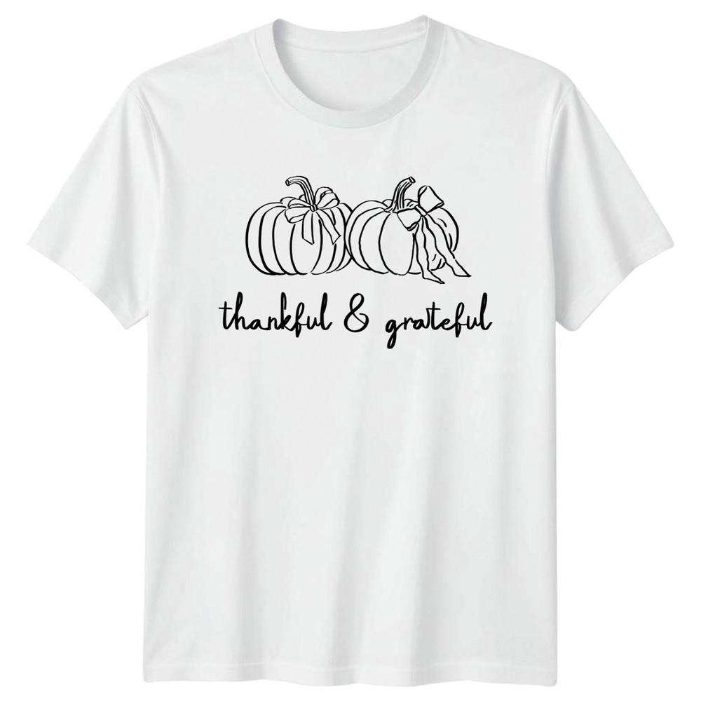Thankful Grateful Unisexs TShirt Coquette Pumpkin Thanksgiving Gift For Her S