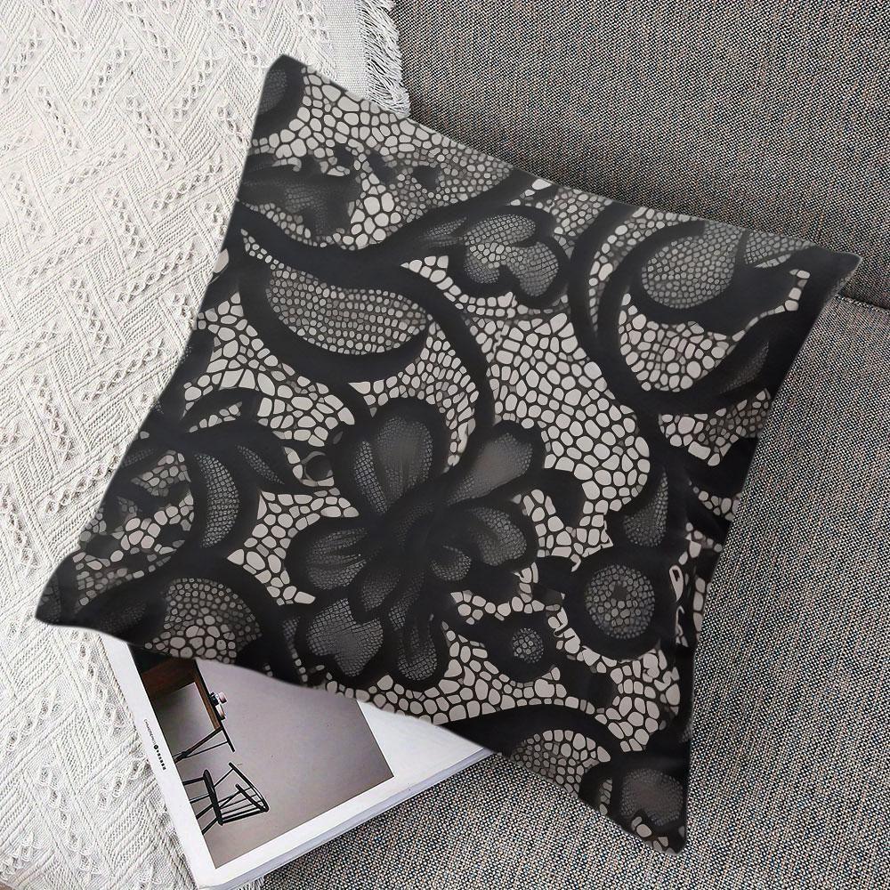 Black Laces Square Jacquard Pillow Cover for Sofa Office Waist Cushion Cover Home Decorative Pillowcase