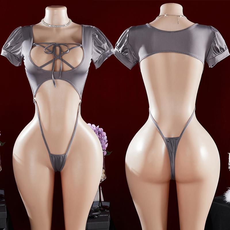 Sexy One-piece   Hollow Open Bra Baby Doll Cosplay Bodysuit Sexy Women's Sex Clothes Crotchless Exposed Navel Erotic Costumes